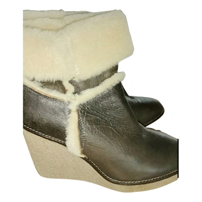Pre-owned Moncler Leather Ankle Boots In Other