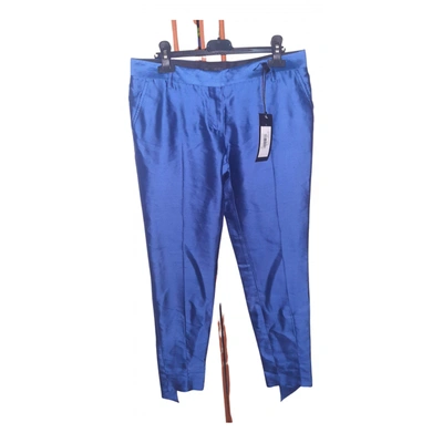 Pre-owned John Richmond Silk Straight Pants In Blue