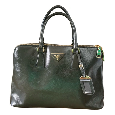 Pre-owned Prada Pyramid Patent Leather Handbag In Green