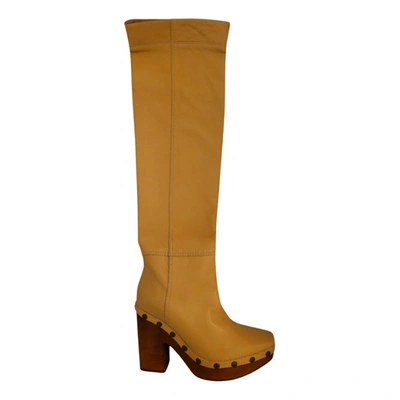 Pre-owned Jacquemus Leather Western Boots In Beige