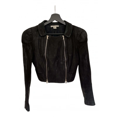 Pre-owned Carven Leather Biker Jacket In Black