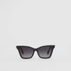 Burberry Check Detail Square Frame Sunglasses In Black/beige