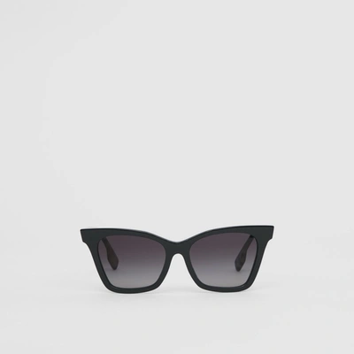 Burberry Check Detail Square Frame Sunglasses In Black