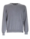 Fay Contrast-trimmed Crew-neck Jumper In Grey