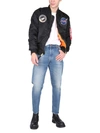 Alpha Industries Mens Black Nasa Ma-1 Baseball-collar Shell Bomber Jacket L In Black