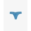 Hanky Panky Womens Storm Cloud Blue Signature Original-rise Stretch-jersey Thong 1 Size