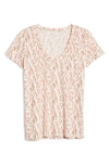 Caslon ? Rounded V-neck T-shirt In Pink- Coral Ikat Print
