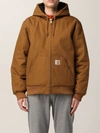 Carhartt Active Hooded Organic Cotton-piqué Jacket In Brown