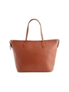 Royce New York Pebble Grain Leather Wide Tote In Tan