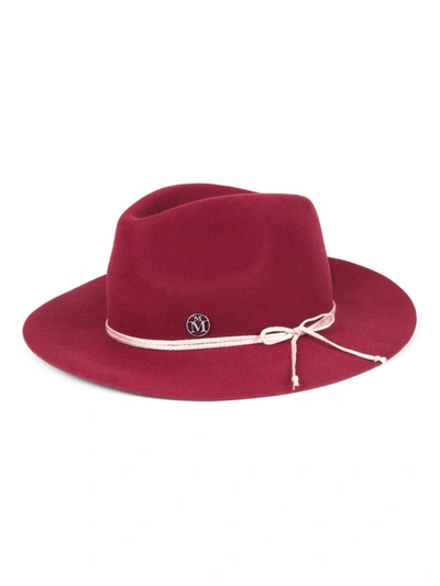 Maison Michel Rico Wool-blend Fedora Hat In Burgundy