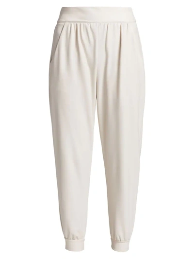 Susana Monaco Faux Leather Jogger Pants In Blanched Almond