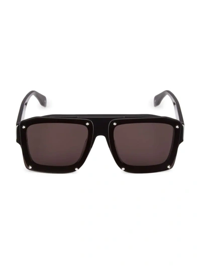 Alexander Mcqueen Studs 62mm Rectangular Sunglasses In Black