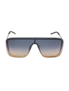 Saint Laurent Mask Sl 364 99mm Shield Sunglasses In Shiny Silver