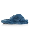 Apparis Biba Faux Fur Slippers In Stone Blue