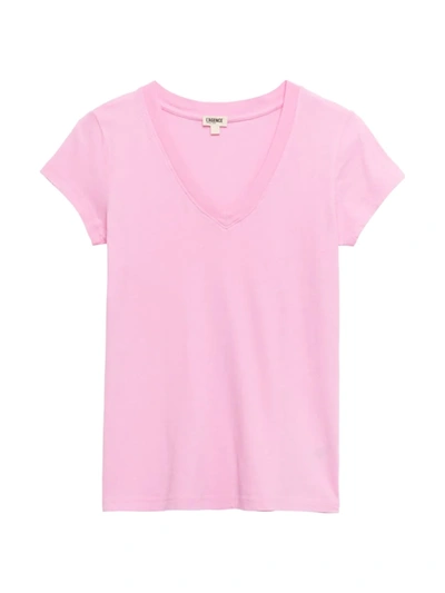 L Agence Becca V-neck Cotton Tee In Rose Bloom