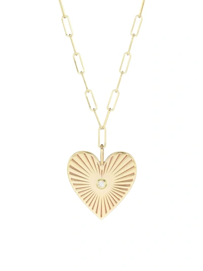 Zoã« Chicco Women's Medallion 14k Gold & Diamond Radiant Heart Medallion Charm Necklace In Yellow Gold