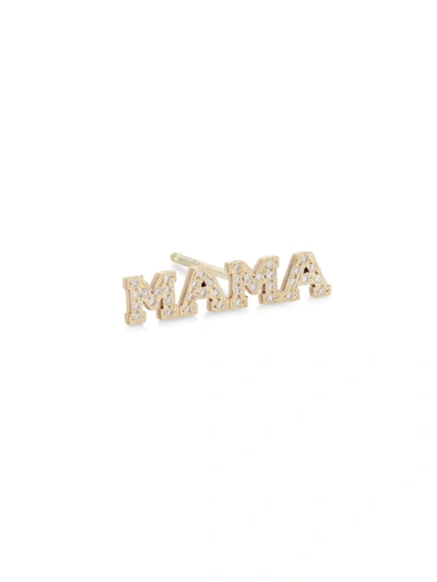 Zoã« Chicco Women's Itty Bitty Words 14k Gold & Diamond Tiny Capital Letter Mama Stud Earring In Yellow Gold