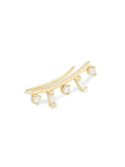 Zoã« Chicco Women's Paris 14k Gold & Diamond Small Curved Bar Left Ear Shield In Yellow Gold