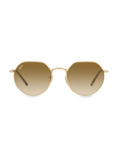 Ray Ban Rb3565 Jack Hexagonal-frame Gold-toned Metal Sunglasses In Gold Flash