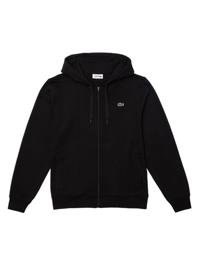 Lacoste Zip-up Hoodie Sweatshirt In Black