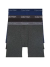 Calvin Klein Cotton Blend Boxer Briefs, Pack Of 3 In Gray/black/blue