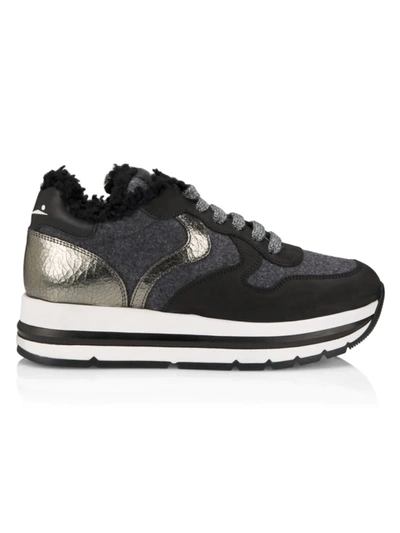 Voile Blanche Maran Shearling-lined Sneakers In Black Grey