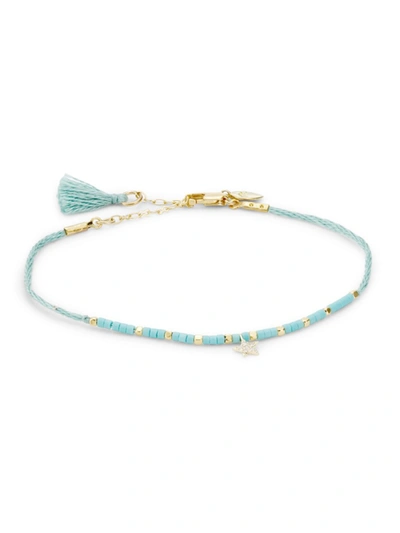 Meira T Men's Goldtone & Diamond Beaded Star Charm Bracelet In Turquoise