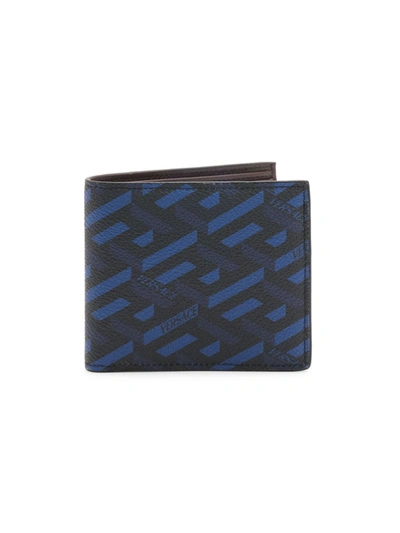 Versace Geometric Logo Wallet Navy And Black In Blue Navy Black