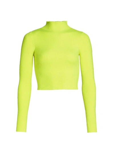 Alice And Olivia Women's Ciara Mockneck Cropped Sweater In Lime Punch