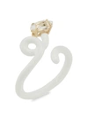 Bea Bongiasca Baby Vine Tendril Enamel, Gold And Rock Crystal Ring In White