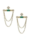 ANZIE WOMEN'S CLEO 14K GOLD, DIAMOND & EMERALD ROYALE CHAIN BAR STUDS,400015211757