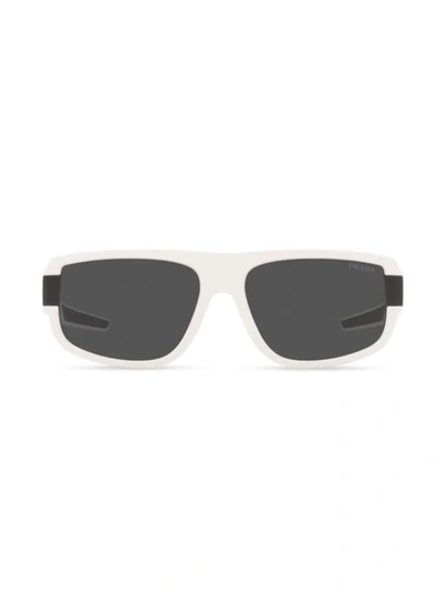 Prada Linea Rose 66mm Pillow Sunglasses In White