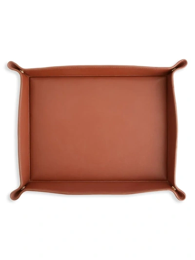 Royce New York Large Leather Catchall Valet Tray In Navy Blue