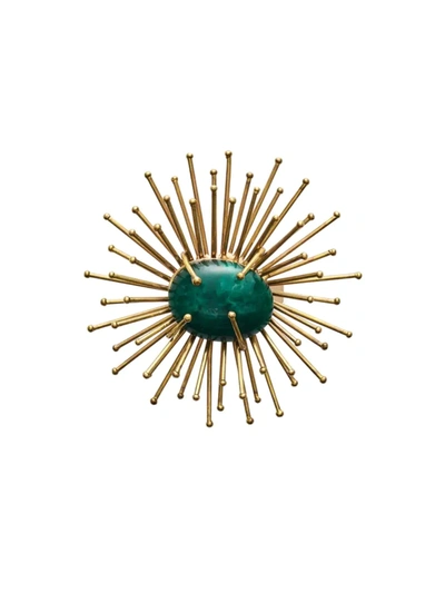 Kim Seybert Flare Napkin Rings, Set Of 4 In Gold/emerald
