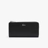 Lacoste Unisex Chantaco Zippered Matte Piquã© Leather Wallet - One Size In Black
