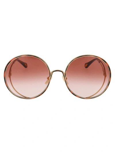 Chloé Ch0037s Round-frame Metal Sunglasses In Orange