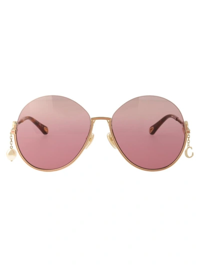 Chloé Ch0067s Sunglasses In 004 Gold Gold Pink