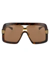 Gucci Tortoiseshell & Gold Square Sunglasses In 002 Havana Havana Brown