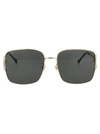 Gucci Rectangle Frame Sunglasses Sunglasses In 001 Gold Gold Grey
