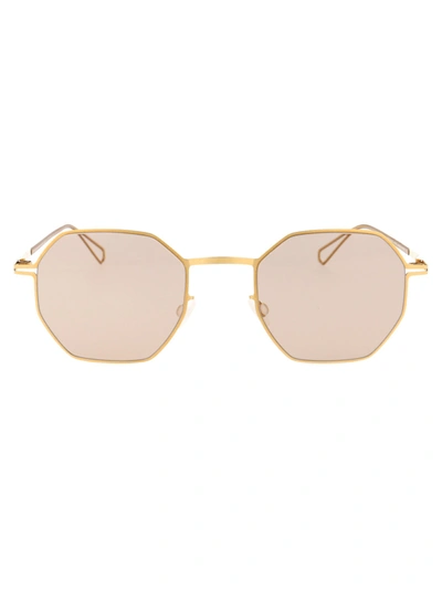 Mykita Walsh Sunglasses In 839 C78 Glossygold/pow8|softbrown Solid