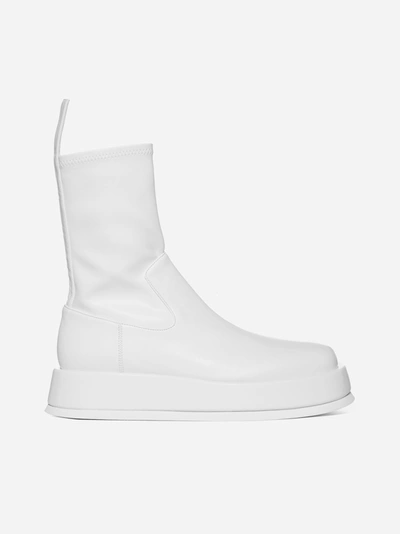 Gia Borghini Eco Leather Black Low Boot In White