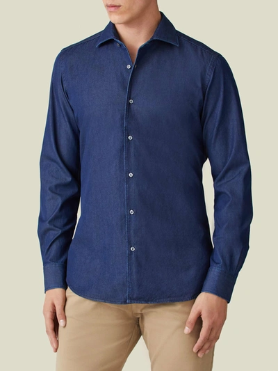 Luca Faloni Midnight Blue Denim Shirt In Dark Blue