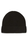 Andrew Stewart Cashmere Ribbed Beanie In 001blk