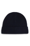 Andrew Stewart Cashmere Ribbed Beanie In 410nvy