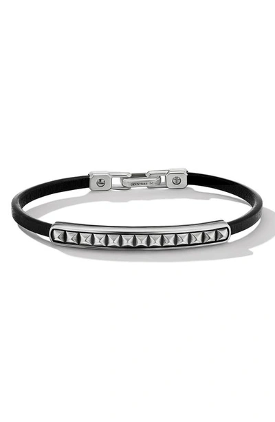 David Yurman Pyramid 6.5mm Sterling Silver And Leather Bracelet