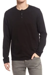 Ag Bryce Long Sleeve Henley Shirt In True Black