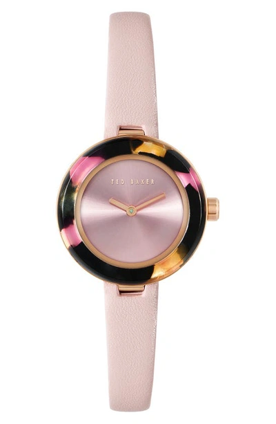 Ted Baker Women's Lenara Acetate Pink Leather Strap Watch 28mm