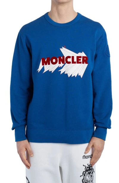 Moncler Glacier Graphic Crewneck Sweatshirt In Blue