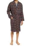 L.l.bean Scotch Plaid Flannel Robe In Grey Stewart