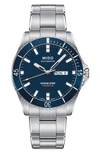 Mido Men's Swiss Automatic Ocean Star Captain V Stainless Steel Bracelet Watch 42.5mm In Silver/navy/silver